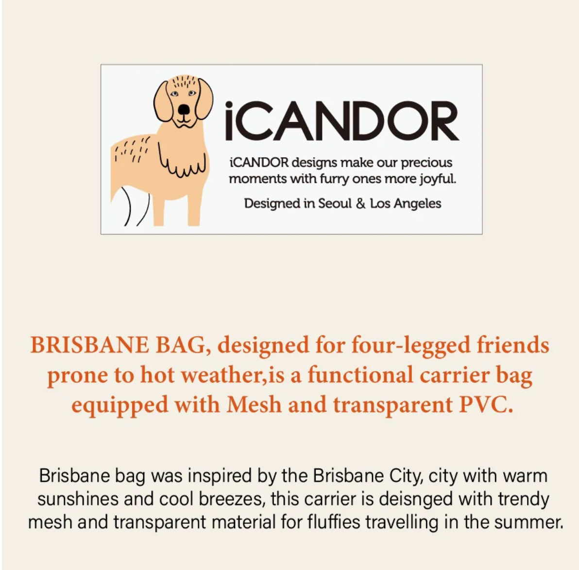 iCANDOR Brisbane Pet Bag (Eastwood Blue)