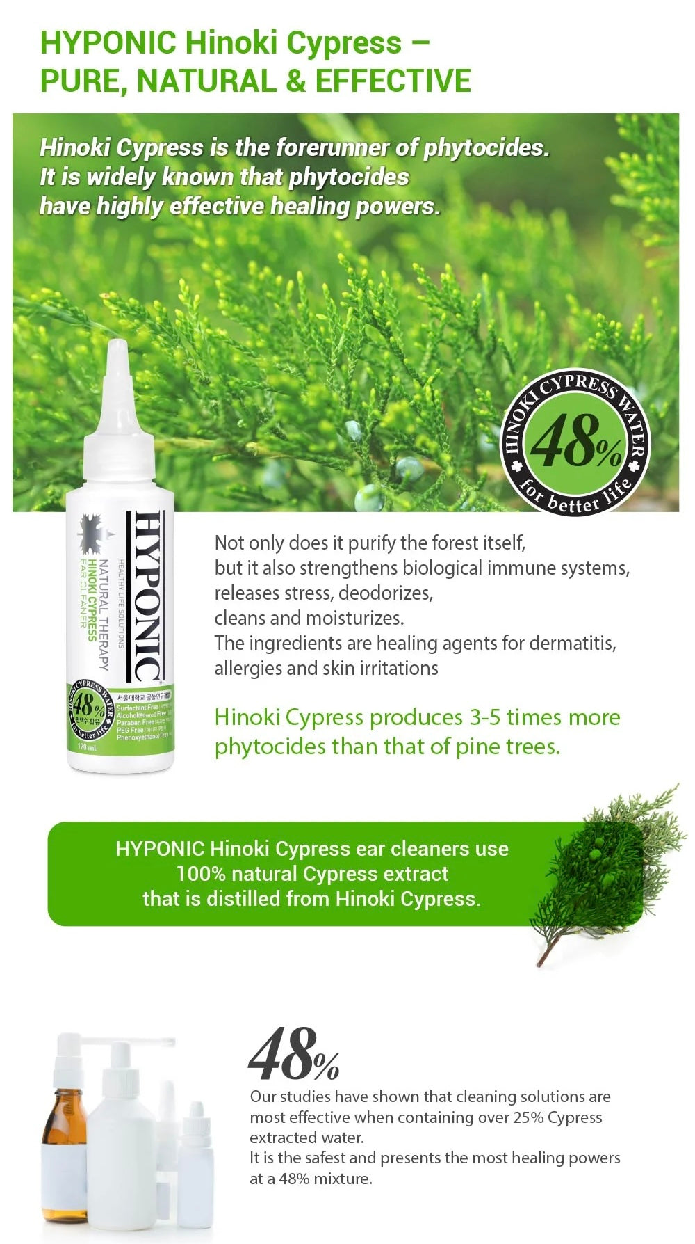 HYPONIC No Sting Hinoki Cypress Ear Cleaner (For All Dogs) 30 mL